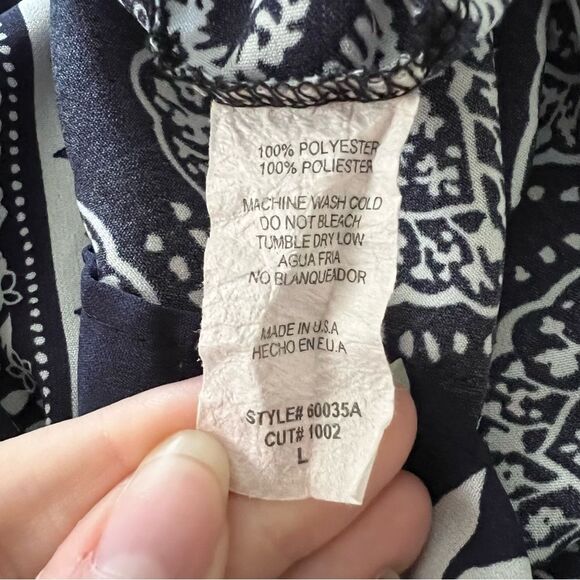 a.gain Romper Spaghetti Strap Navy White Print L - Picture 7 of 7